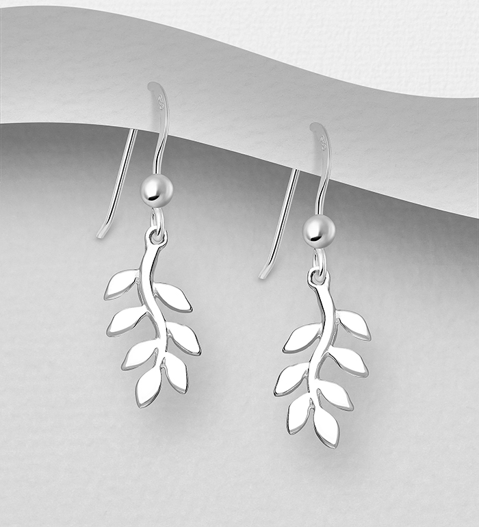 706-20927 - Wholesale 925 Sterling Silver Leaf Hook Earrings