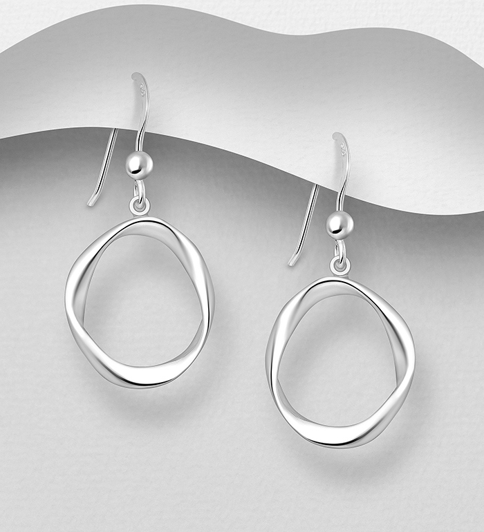 706-20998 - Wholesale 925 Sterling Silver Oval Hook Earrings