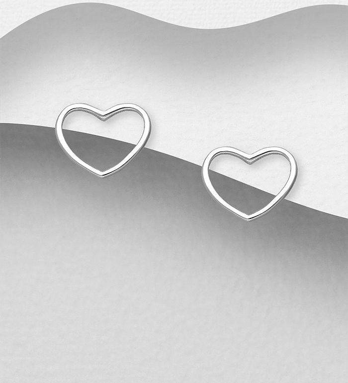 706-21074 - Wholesale 925 Sterling Silver Heart Push-Back Earrings