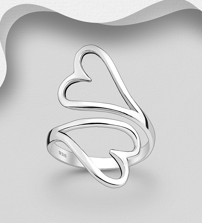 706-21220 - Wholesale 925 Sterling Silver Adjustable Heart Ring