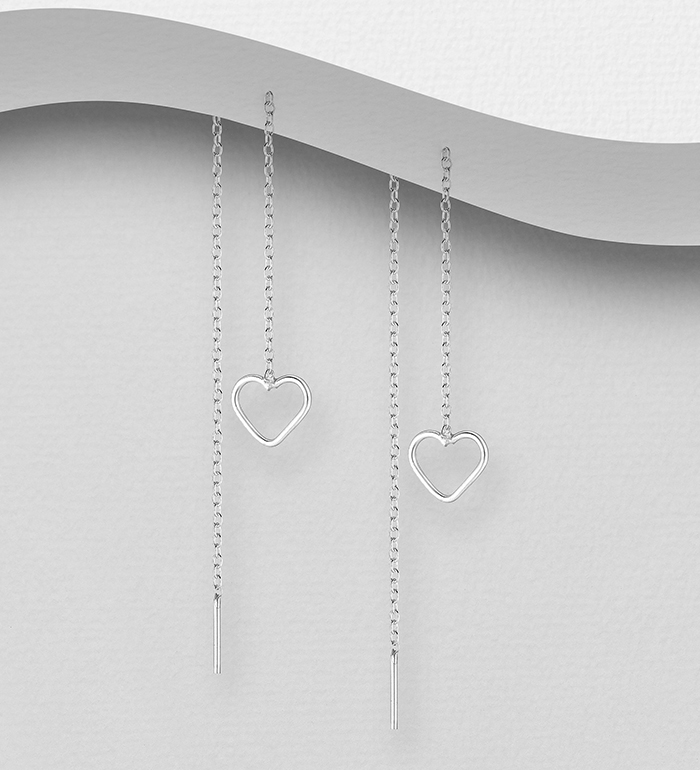 706-21472 - Wholesale 925 Sterling Silver Heart Threader Earrings