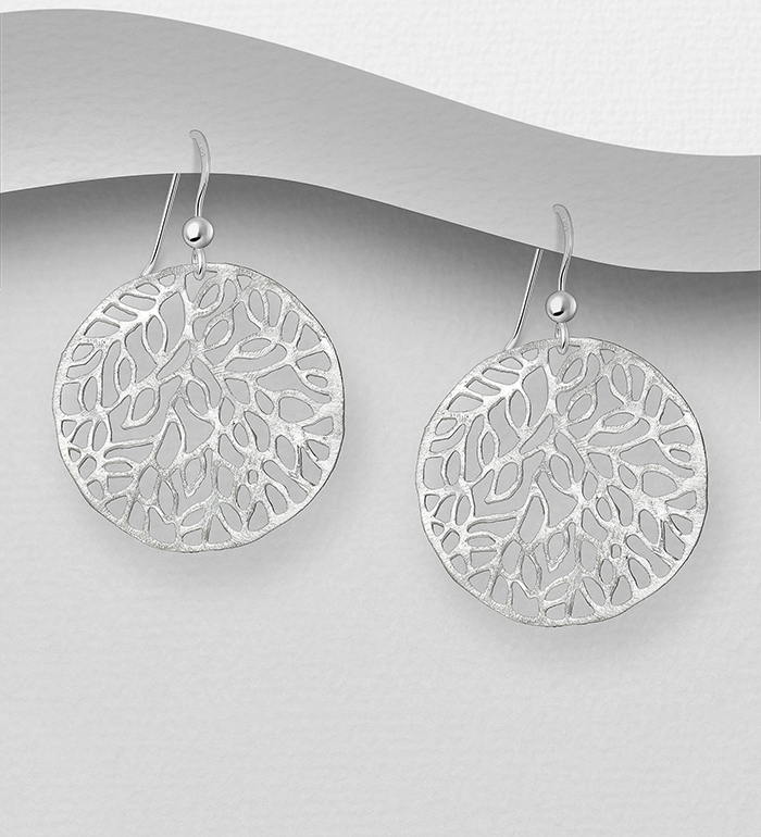 706-21551 - Wholesale 925 Sterling Silver Matte Leaf Hook Earrings