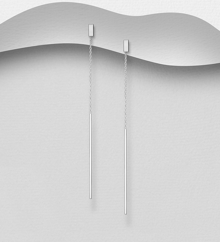 706-21786 - Wholesale 925 Sterling Silver Bar Jacket Earrings