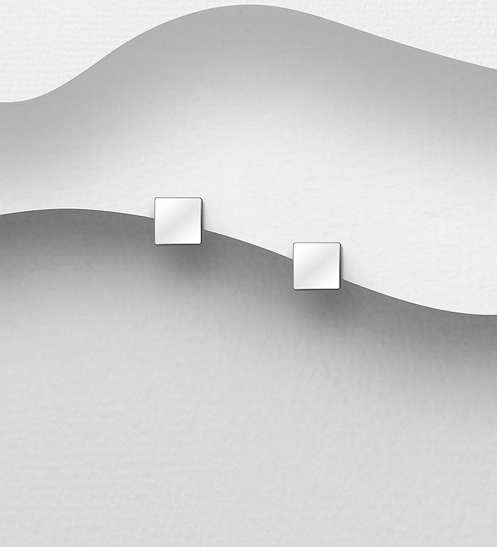 706-21787 - Wholesale 925 Sterling Silver Push-Back  Square Earrings