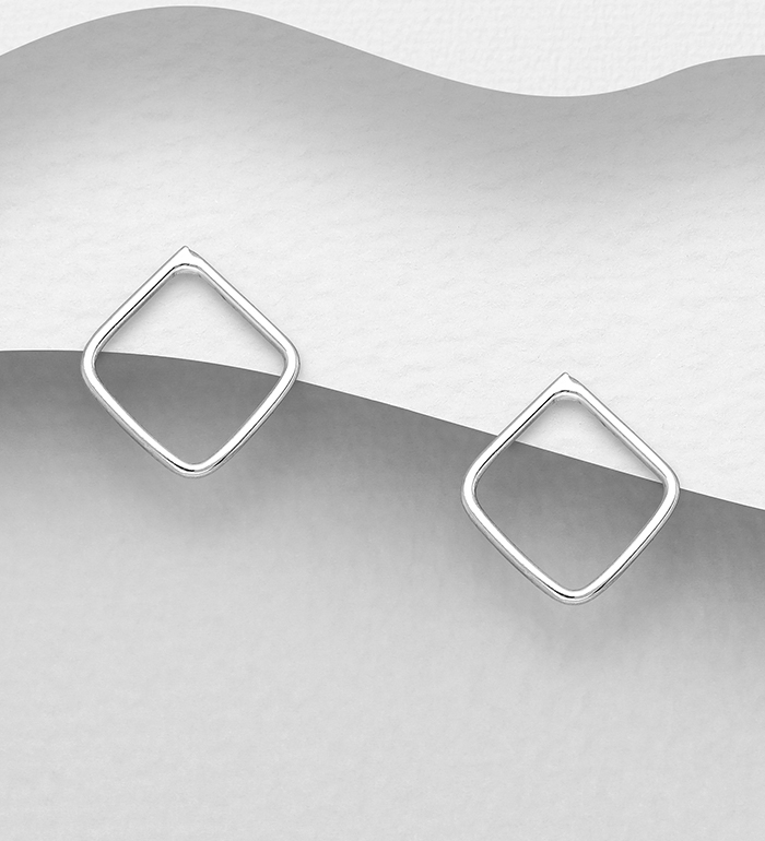 706-21818 - Wholesale 925 Sterling Silver Square Push-Back Earrings