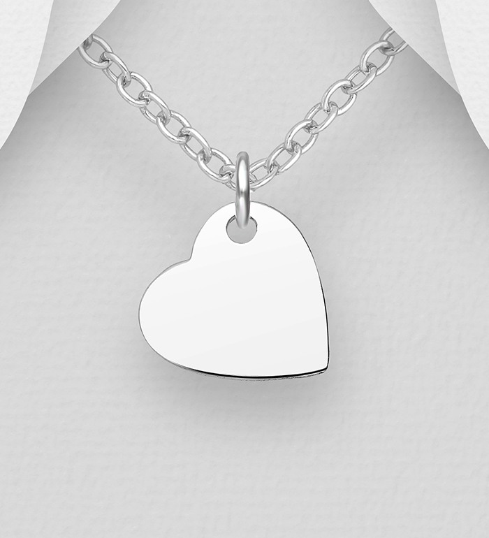 706-21950 - Wholesale 925 Sterling Silver Engravable Heart Pendant