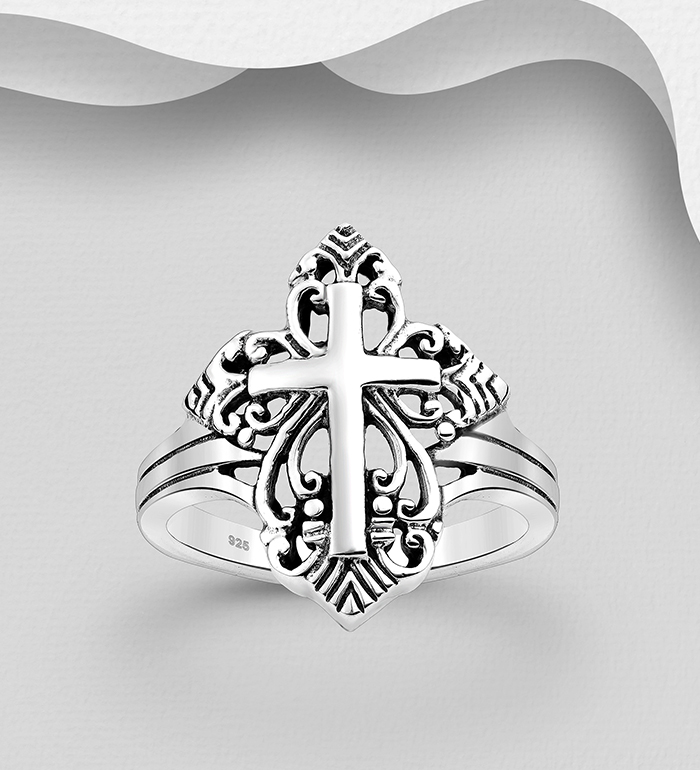 706-2205 - Wholesale 925 Sterling Silver Cross Ring