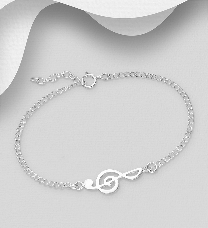 706-22076 - Wholesale 925 Sterling Silver Music Notes Chain Bracelet