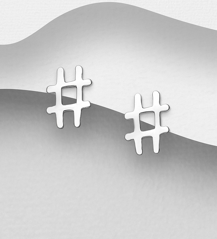 706-22134 - Wholesale 925 Sterling Silver Hashtag Earrings