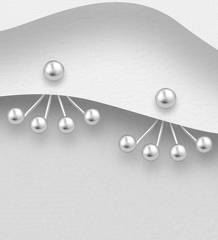 706-22289 - Wholesale 925 Sterling Silver Ball Jacket Earrings