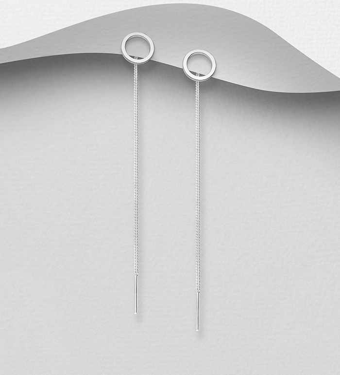706-22326 - Wholesale 925 Sterling Silver Circle Jacket Earrings