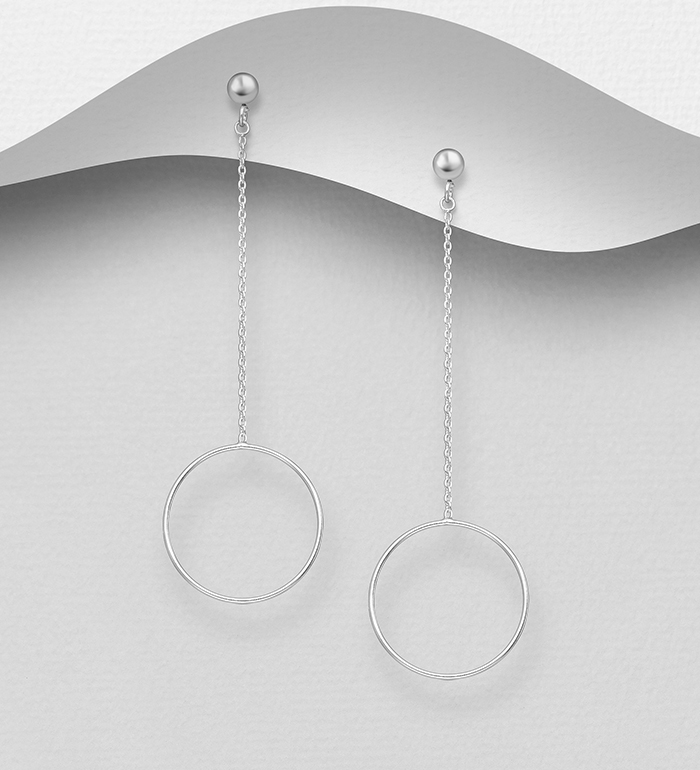 706-22431 - Wholesale 925 Sterling Silver Ball and Circle Earrings