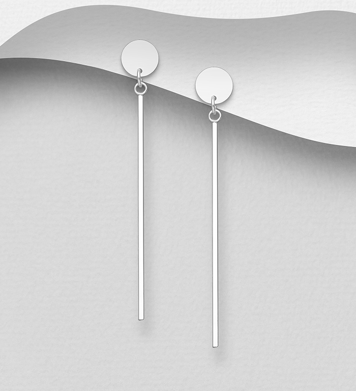 706-22435 - Wholesale 925 Sterling Silver Bar and Circle Earrings