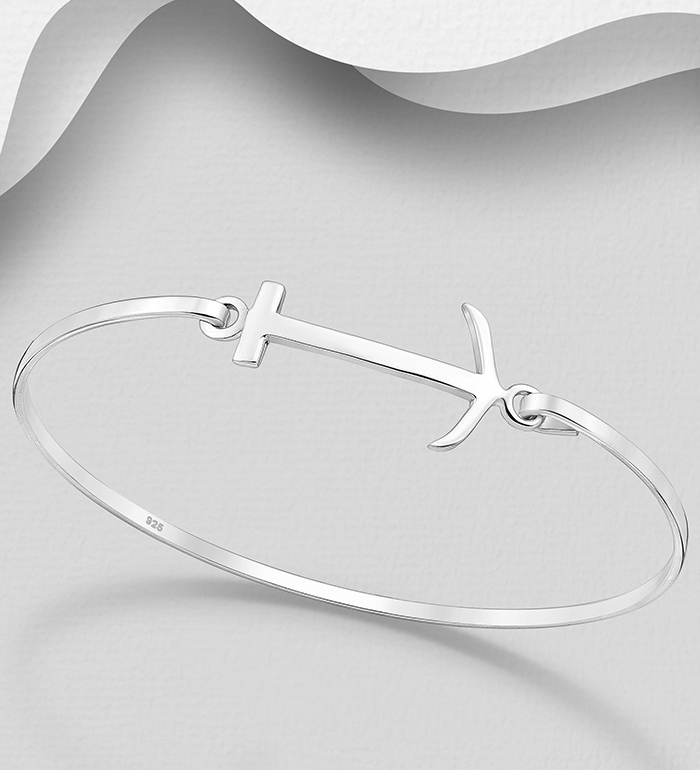 706-22495 - Wholesale 925 Sterling Silver Anchor Bangle