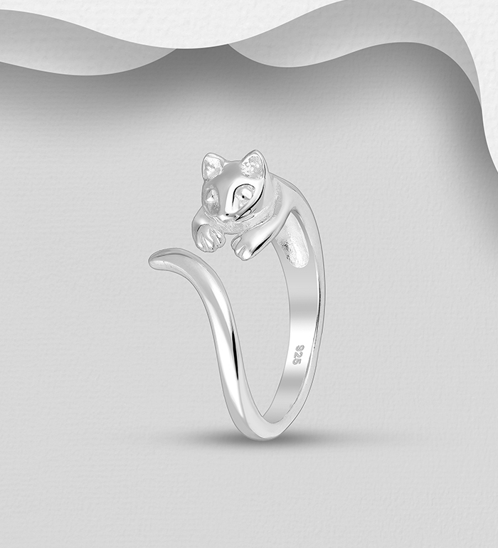 706-22536 - Wholesale 925 Sterling Silver Adjustable Cat Ring
