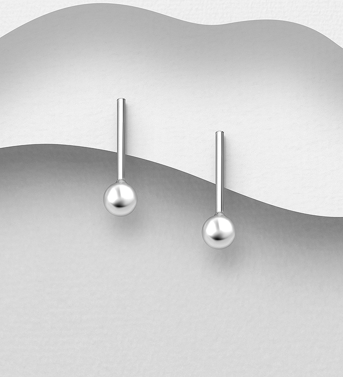 706-22559 - Wholesale 925 Sterling Silver Ball Push-Back Earrings