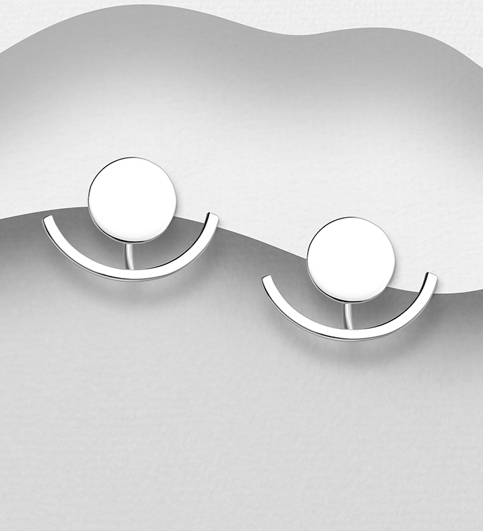 706-22577 - Wholesale 925 Sterling Silver Circle Jacket Earrings