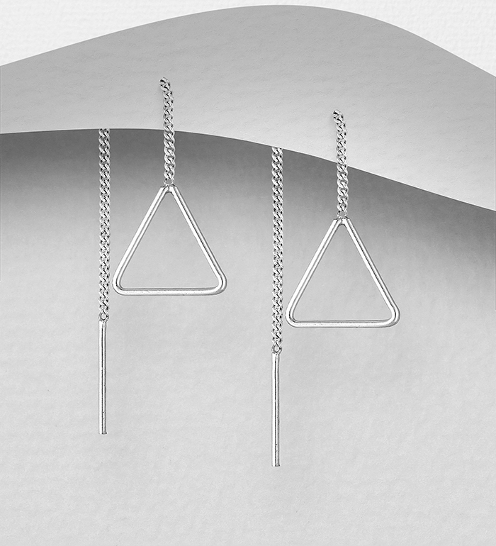 706-22633 - Wholesale 925 Sterling Silver Triangle Thread Earrings