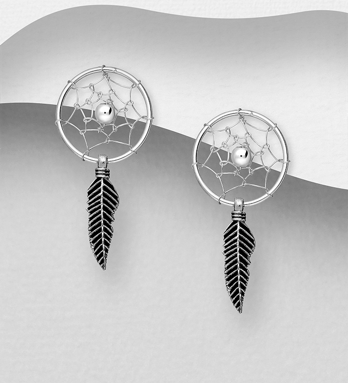 706-22757 - Wholesale 925 Sterling Silver Dream Catcher Earrings