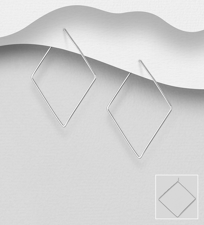 706-22764 - Wholesale 925 Sterling Silver Square Hoop Earrings