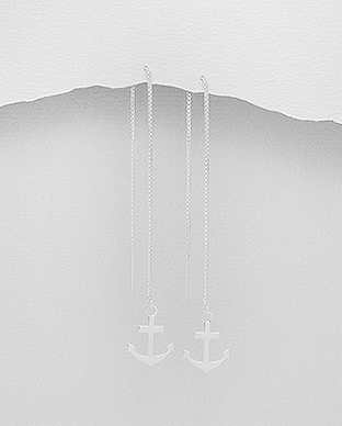 706-22793 - Wholesale 925 Sterling Silver Anchor Thread Earrings