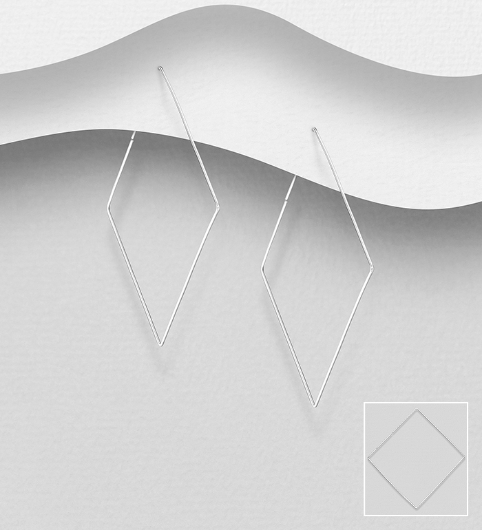 706-22847 - Wholesale 925 Sterling Silver Square Hoop Earrings