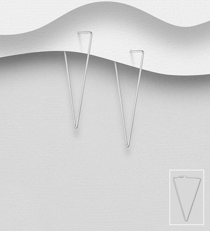 706-22848 - Wholesale 925 Sterling Silver Triangle Hoop Earrings