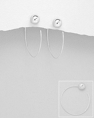706-22975 - Wholesale 925 Sterling Silver Ball Hook Earrings