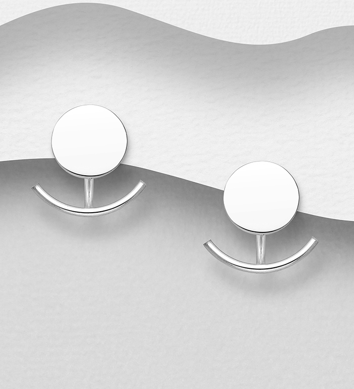 706-23060 - Wholesale 925 Sterling Silver Circle Jacket Earrings