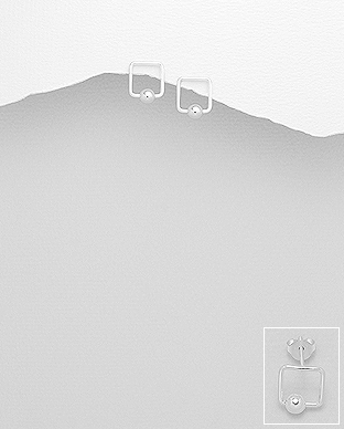 706-23112 - Wholesale 925 Sterling Silver Ball & Square Push-Back Earrings