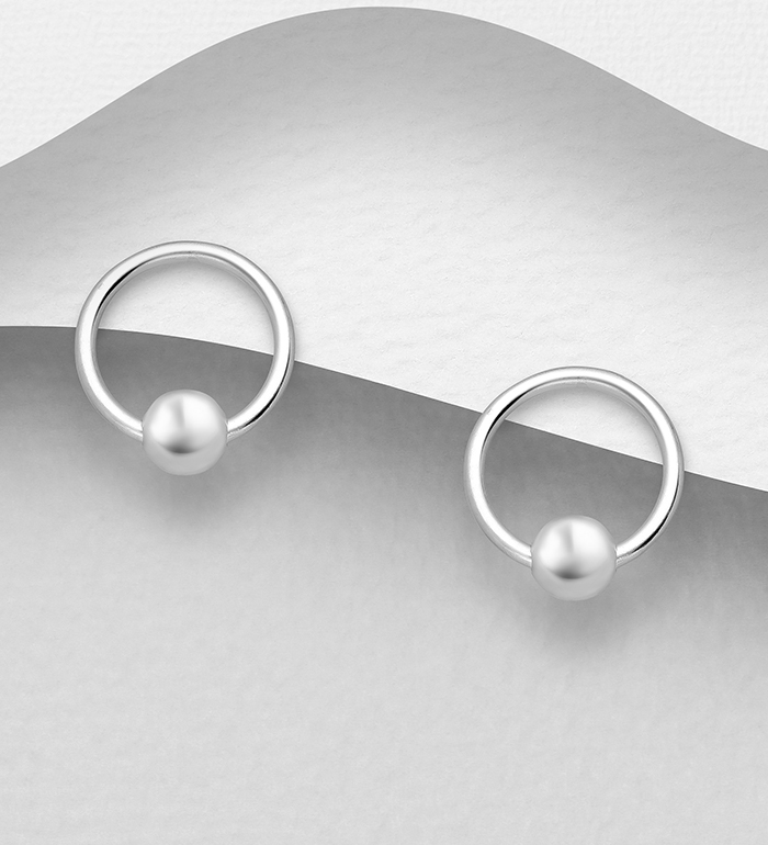 706-23128 - Wholesale 925 Sterling Silver Ball & Circle Push-Back Earrings