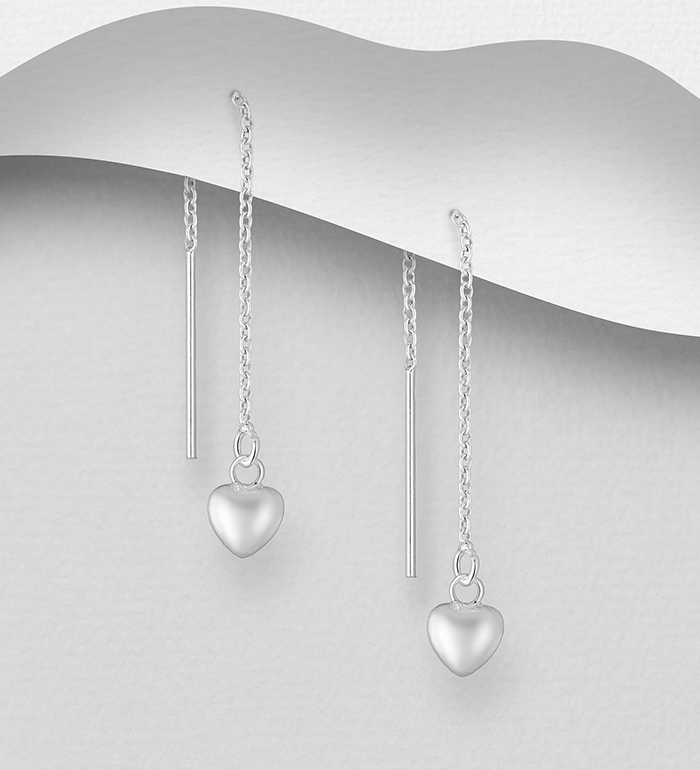 706-23131 - Wholesale 925 Sterling Silver Heart Thread Earrings