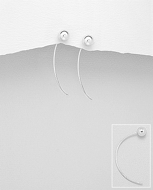 706-23477 - Wholesale 925 Sterling Silver Ball Thread Earrings