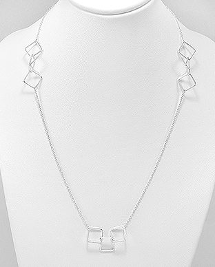 706-23533 - Wholesale 925 Sterling Silver Links and Square Necklace