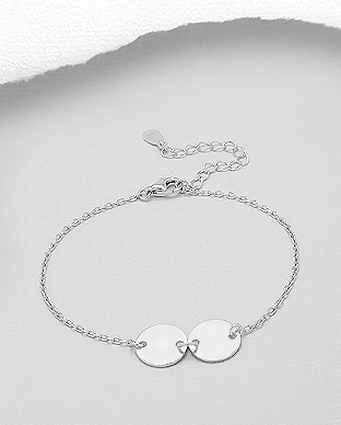 706-23627 - Wholesale 925 Sterling Silver Engravable Circle Tag Bracelet