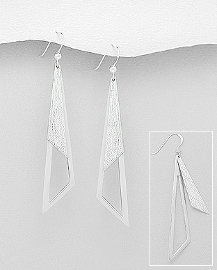 706-23649 - Wholesale 925 Sterling Silver Matte Hook Earrings