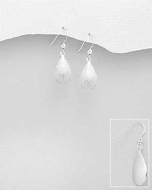 706-23676 - Wholesale 925 Sterling Silver Matte Drop Hook Earrings