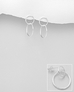706-23697 - Wholesale 925 Sterling Silver Circle & Links Push-Back Earrings