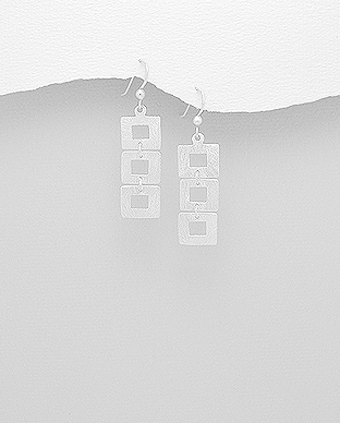 706-23725 - Wholesale 925 Sterling Silver Matte Square Hook Earrings