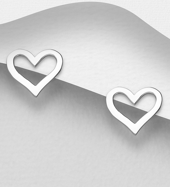 706-23763 - Wholesale 925 Sterling Silver Heart Push-Back Earrings