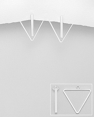 706-23867 - Wholesale 925 Sterling Silver Bar And Triangle Jacket Earrings