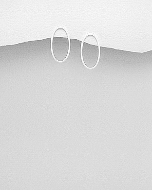 706-24014 - Wholesale 925 Sterling Silver Oval Push-Back Earrings