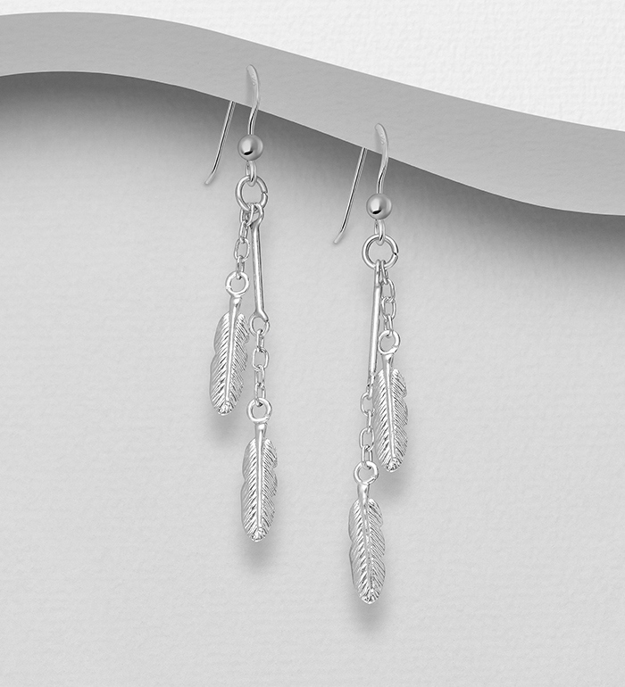 706-24074 - Wholesale 925 Sterling Silver Feather Earrings