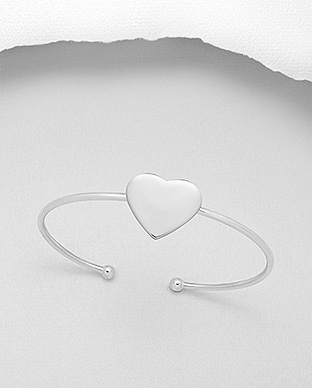 706-24124 - Wholesale 925 Sterling Silver Heart Cuff