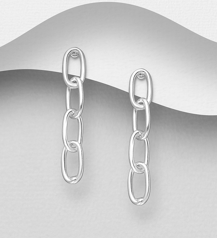 706-24612 - Wholesale 925 Sterling Silver Chain Link Push-Back Earrings