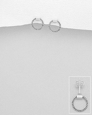 706-24685 - Wholesale 925 Sterling Silver Oxidized Push-Back Earrings