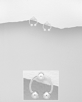 706-24739 - Wholesale 925 Sterling Silver Ball Push-Back Earrings