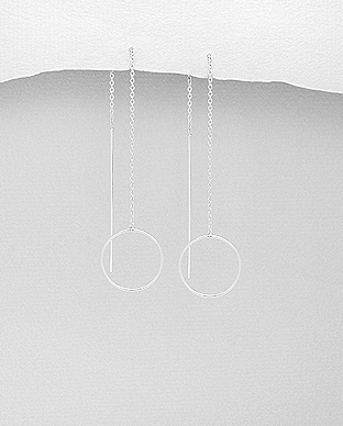 706-24747 - Wholesale 925 Sterling Silver Circle Thread Earrings