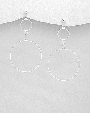 706-24780 - Wholesale 925 Sterling Silver Ball & Circle Push-Back Earrings