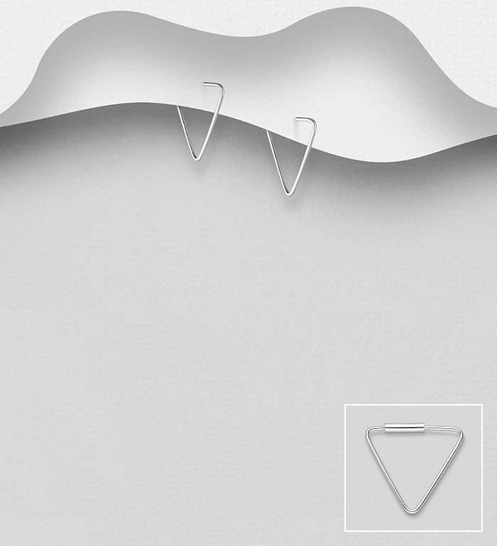 706-24833 - Wholesale 925 Sterling Silver Triangle Hoop Earrings